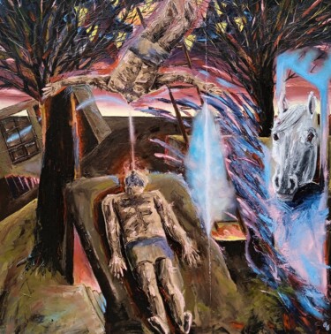 제목이 "Ascension"인 미술작품 Oscar Olarte로, 원작, 기름 나무 들것 프레임에 장착됨