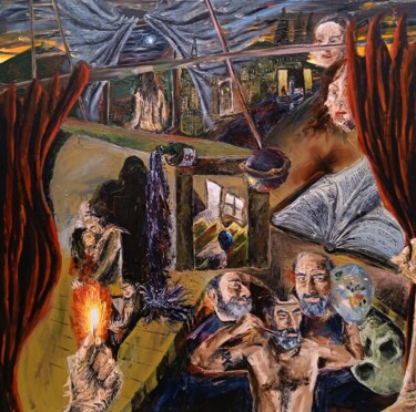 제목이 "Fragments d'une vie"인 미술작품 Oscar Olarte로, 원작, 기름 나무 들것 프레임에 장착됨