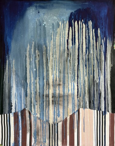 Veil of Flesh in Blue Peinture intitulée "Veil of Flesh in Bl…" par Gela Mikava, Œuvre d'art originale, Acrylique