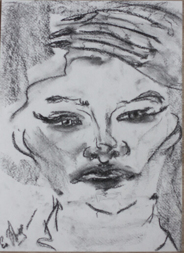 Schilderij getiteld "Животная задумчивая…" door Elena Zogina, Origineel Kunstwerk, Houtskool