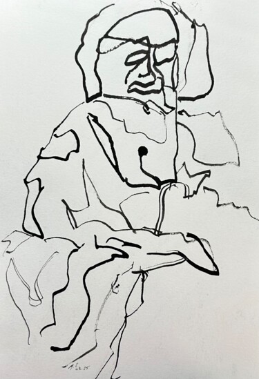 Corps en suspens Peinture intitulée "Corps en suspens" par Michel Teulé, Œuvre d'art originale, Encre