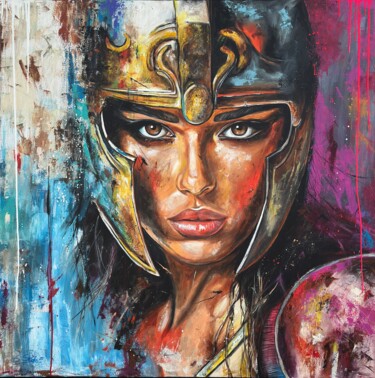 Peinture intitulée "warrior inside" par Sabrina Seck, Œuvre d'art originale, Acrylique