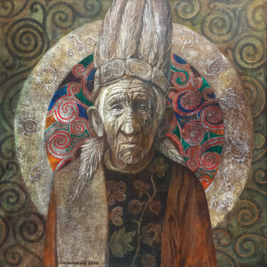 Old indean John Painting titled "Old indean John" by Lana Korolievskaia, Original Artwork, Oil