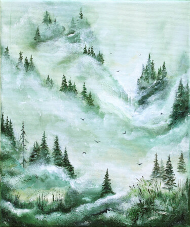 Peinture intitulée "Endless green" par Ekaterina Koroleva, Œuvre d'art originale, Acrylique Monté sur Châssis en bois