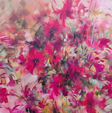 Pintura intitulada "Tourbillon florale." por Angelina Ermakova, Obras de arte originais, Óleo Montado em Armação em madeira