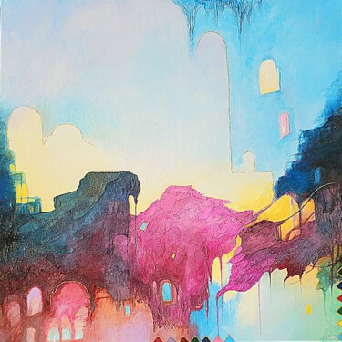 Peinture intitulée ""Vestiges de lumièr…" par Mariame Larour, Œuvre d'art originale, Acrylique Monté sur Châssis en bois