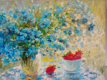 Schilderij getiteld "Forget-me-nots and…" door Irina Davidenko, Origineel Kunstwerk, Olie