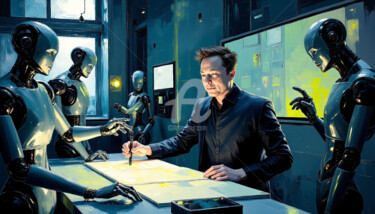 Digitale Kunst getiteld "Elon Musk: Architec…" door Caprice, Origineel Kunstwerk, AI gegenereerde afbeelding