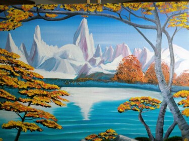 Painting titled "Fitz Roy Autumn" by Aleksander Aleksiuk, Original Artwork, Oil