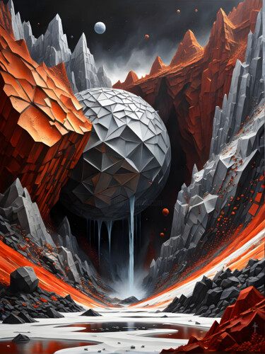 数字艺术 标题为“Geocrysthos Moon” 由Daniel Arrhakis, 原创艺术品, AI生成的图像