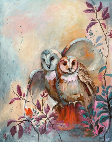 Painting titled "Evening Companions" by Natalie Aleksejeva (NatalieVerve), Original Artwork, Acrylic
