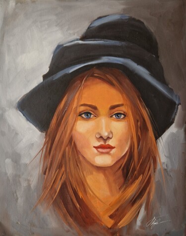 Black hat (19) Pittura intitolato "Black hat (19)" da Tatiana Karchevskaya, Opera d'arte originale, Olio