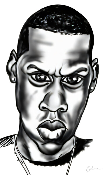 Digital Arts titled "Jay-Z Musician Rapp…" by Ouraniart, Original Artwork, Digital Painting