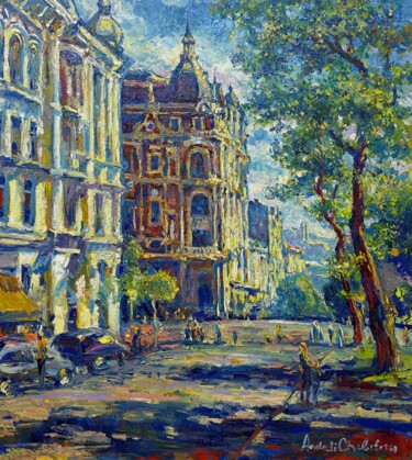 Heart of the city Peinture intitulée "Heart of the city" par Andrii Chebotaru, Œuvre d'art originale, Huile