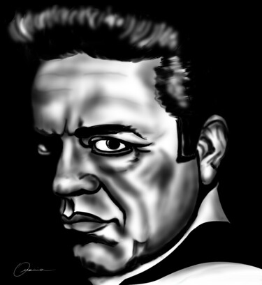 Digitale Kunst getiteld "Johnny Cash Musicia…" door Ouraniart, Origineel Kunstwerk, Digitaal Schilderwerk