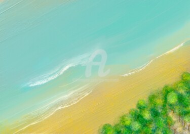 Digital Arts titled "SUMMER" by Tira Montrese, Original Artwork, Digital Painting Mounted on Wood Stretcher frame
