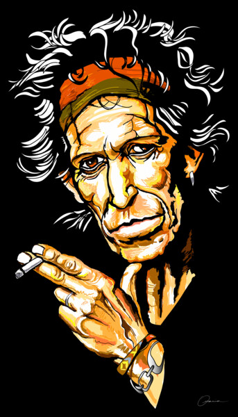 Arte digitale intitolato "Keith Richards The…" da Ouraniart, Opera d'arte originale, Pittura digitale