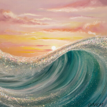 Digital Arts titled "green waves" by Dinem, Original Artwork, AI generated image