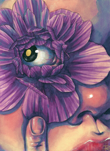 Painting titled "Pétalos" by Roselin Estephanía, Original Artwork, Watercolor