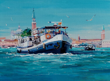 Картина под названием "Vibrant Venice Wate…" - Sultan Aubekerov, Подлинное произведение искусства, Масло