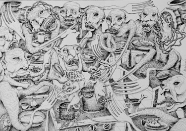 "Real gourmets." başlıklı Tablo Ihor Miroshnycnenko (Miro) tarafından, Orijinal sanat, Jel kalem