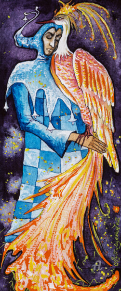 绘画 标题为“Harlequin and his b…” 由Iryna Lupashchenko, 原创艺术品, 水彩 安装在artwork_cat.上