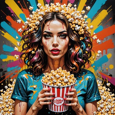 Arts numériques intitulée "american pop corn" par Modane, Œuvre d'art originale, Image générée par l'IA