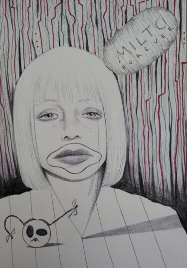 Meei Tekening getiteld "Meei" door Milto Sideris, Origineel Kunstwerk, Balpen