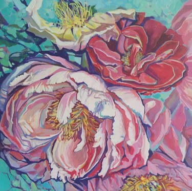 Painting titled "Weight of Petals" by Ariadna Shmidt (AriS), Original Artwork, Acrylic