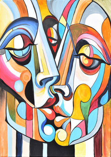 Peinture intitulée "The kiss" par Tusya Lav, Œuvre d'art originale, Acrylique