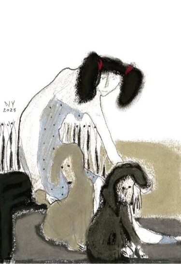 Dessin intitulée ""Women's Serie " 005" par Natalia Yanekina, Œuvre d'art originale, Pastel Monté sur Carton