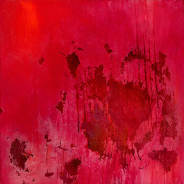 Painting titled "WOUNDS (red)" by Boglarka Nagy, Original Artwork, Oil Mounted on Wood Stretcher frame