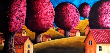 Sous les arbres roses Pintura titulada "Sous les arbres ros…" por Sabrina Riggio, Obra de arte original, Acuarela