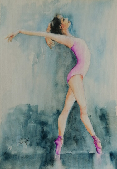 Schilderij getiteld "Ballet dancer 251" door Susana Zarate Harris, Origineel Kunstwerk, Aquarel