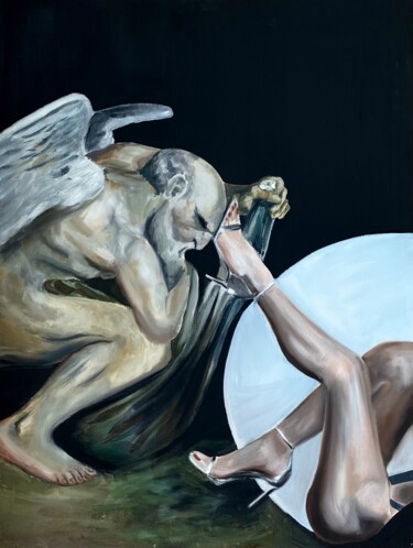 제목이 "Angel Provocative"인 미술작품 Анастасия Шилас로, 원작, 기름 목재 패널에 장착됨