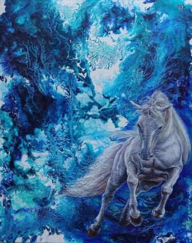 Ζωγραφική με τίτλο "Freezing gallop" από Katerina Evgenieva, Αυθεντικά έργα τέχνης, Λάδι