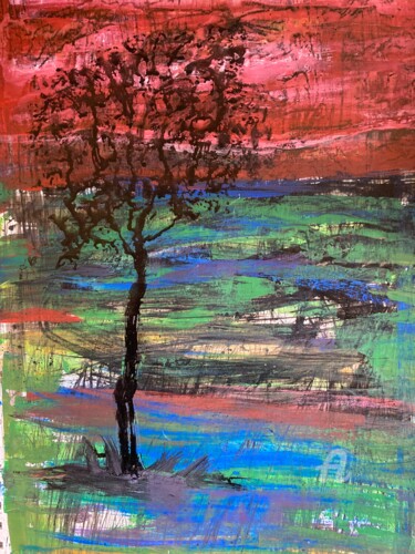 제목이 "Tree by the Lake"인 미술작품 Steve Phillips로, 원작, 기름