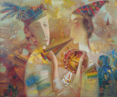 Pittura intitolato "Duet" da Anatoly Tarabanov, Opera d'arte originale, Olio Montato su Telaio per barella in legno