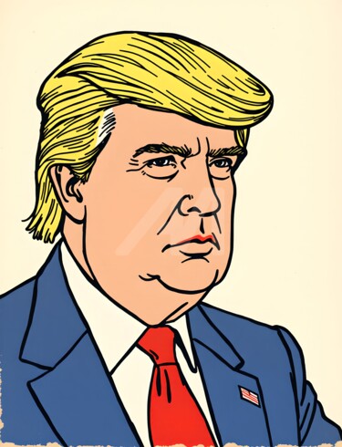 Digital Arts titled "Colorful Trump Toon…" by Caprice, Original Artwork, AI generated image