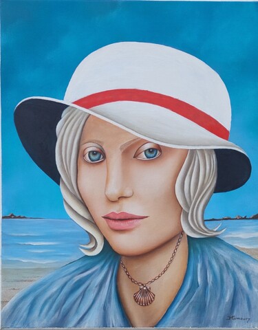 Pintura titulada "LA FEMME A LA COQUI…" por Jean-François Hamoury, Obra de arte original, Oleo Montado en Bastidor de camill…