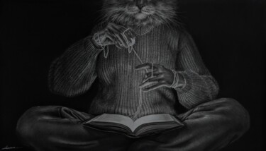 Картина под названием "Thread" - Angelika Lomako, Подлинное произведение искусства, Древесный уголь