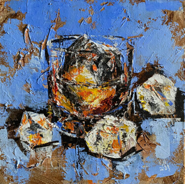 Whiskey with ice 3 绘画 标题为“Whiskey with ice 3” 由Volodymyr Nezdiimynoha, 原创艺术品, 丙烯 安装在木质担架架上