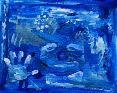 Painting titled "Depressed clown" by Milto Sideris, Original Artwork, Acrylic