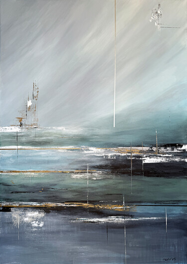Tide Remains Schilderij getiteld "Tide Remains" door Tatiana Malinovscaia, Origineel Kunstwerk, Acryl Gemonteerd op Frame voor houten bra…