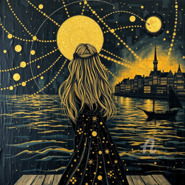 "Moonlight Sonata" başlıklı Dijital Sanat Davina Dugnas tarafından, Orijinal sanat, Dijital Resim Ahşap Sedye çerçevesi üzer…