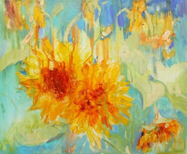 Pittura intitolato "Sunflowers" da Olena Mishyna, Opera d'arte originale, Olio Montato su Telaio per barella in legno