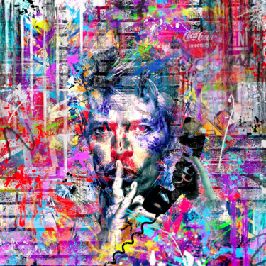 pop art célébrité 15-David Bowie 数字艺术 标题为“pop art célébrité 1…” 由Yank, 原创艺术品, 数字拼贴 安装在木质担架架上