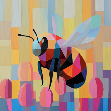 Modern Bee: Lines in Motion Arts numériques intitulée "Modern Bee: Lines i…" par Anna Burger, Œuvre d'art originale, Peinture numérique
