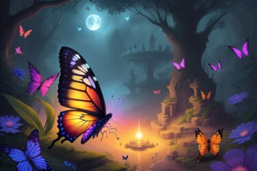 Papillons autour du Feu de Camp Цифровое искусство под названием "Papillons autour du…" - Frraincky, Подлинное произведение искусства, Изображение, сгенерир…