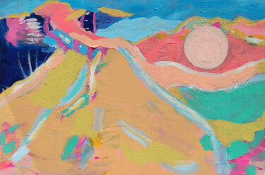 제목이 "Sunset landscape pa…"인 미술작품 Natalya Volynska로, 원작, 아크릴 나무 들것 프레임에 장착됨